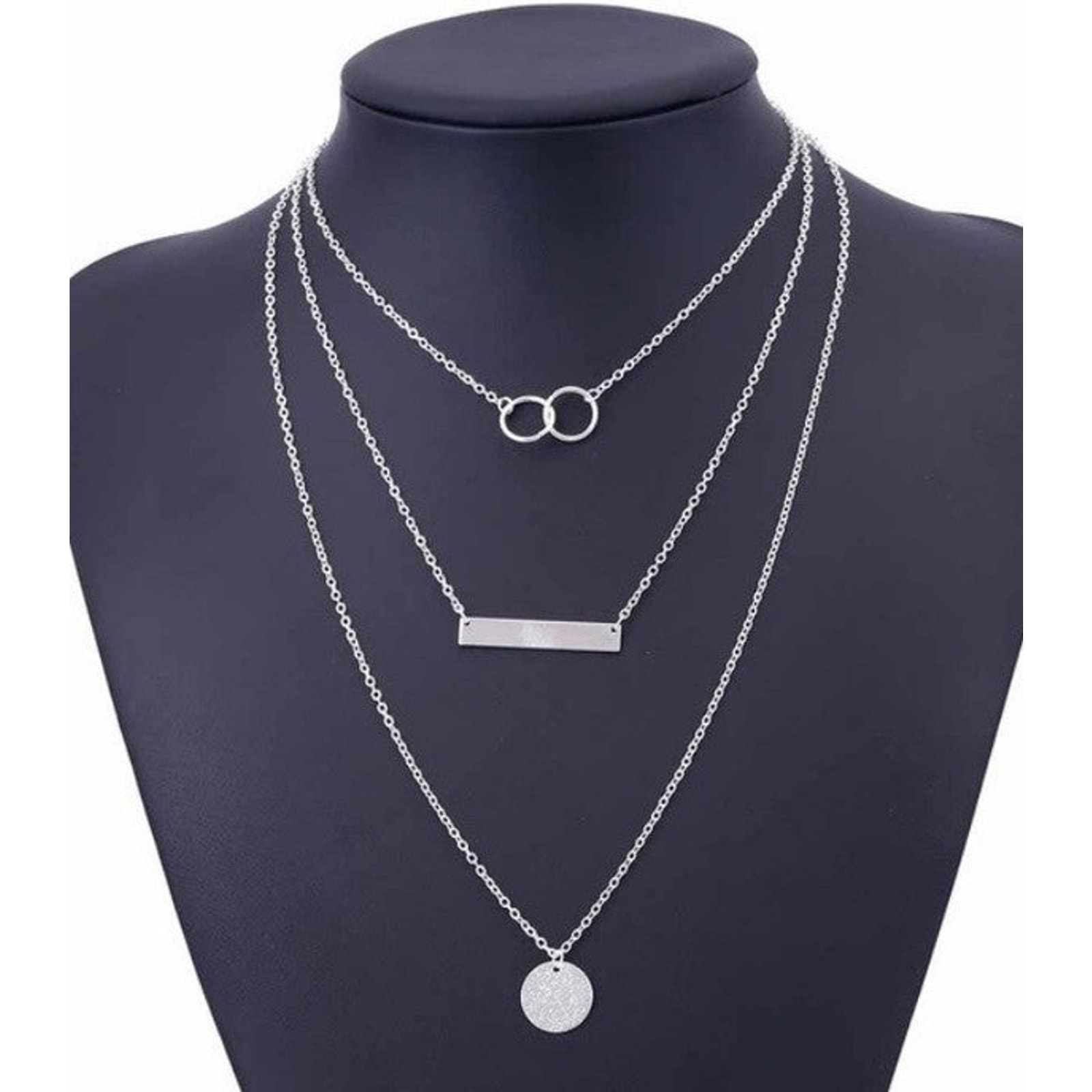 Jane Layered Necklace-Silver